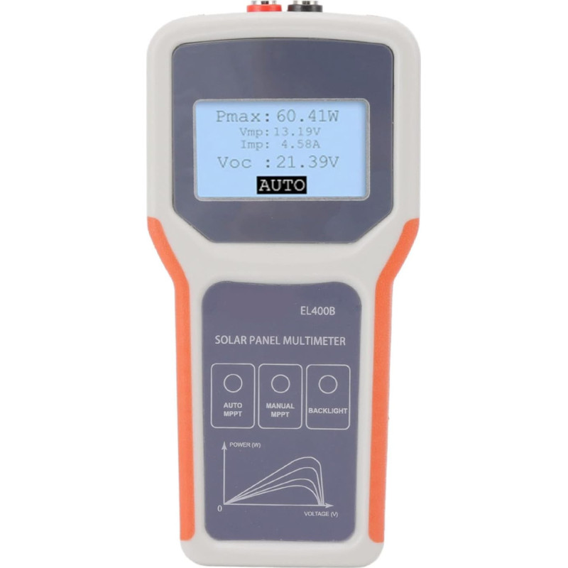 Solar Panel Tester, EL400B MPPT Photovoltaic Panel Multimeter with Backlit LCD Display, Portable Intelligent MPPT Tools for Testing Solar PV Module Data