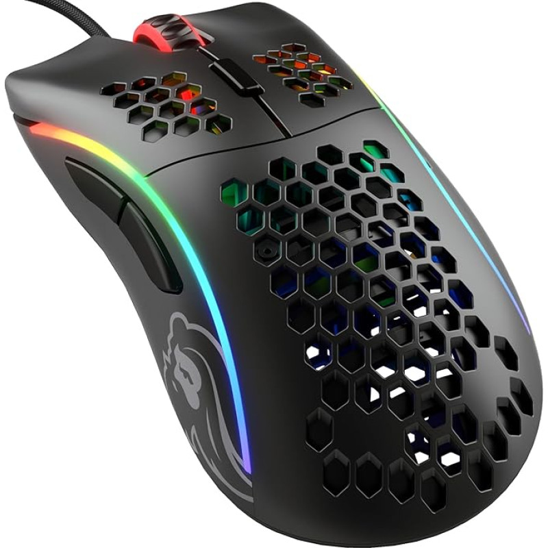 Glorious Gaming Model D Wired Gaming Mouse - Super Lightweight Honeycomb Design with 68 g, RGB Lighting, Ergonomic, Pixart 3360 Sensor, Omron Switches, PTFE Feet, 6 Buttons - Matte Black