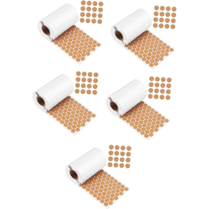 UKCOCO 5 Rollen Korkunterlage Korken Tischschutzunterlage Selbstklebende Korkkreise Selbstklebende Korkdämpfer Selbstklebende Korkbodenschoner Korkmatte Korkmöbelschutz Korkband