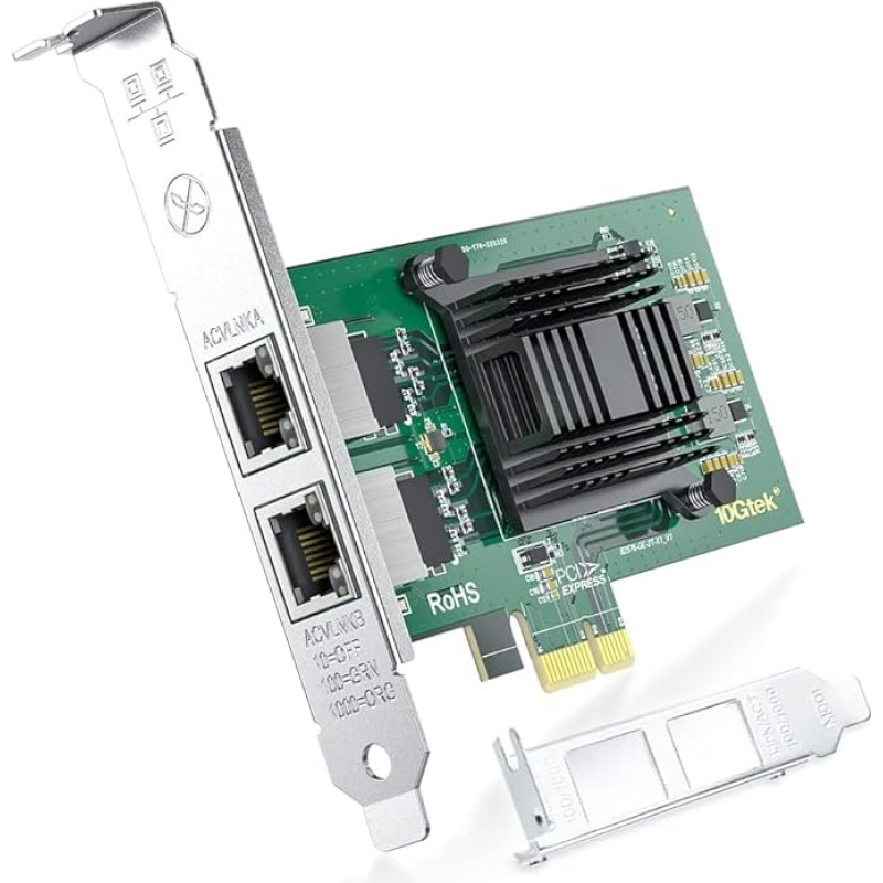 ipolex Gigabit PCI Express Converged,for Intel 82576 Network Adapter(NIC),Dual RJ45 Copper Ports,PCI Express 2.0 X1