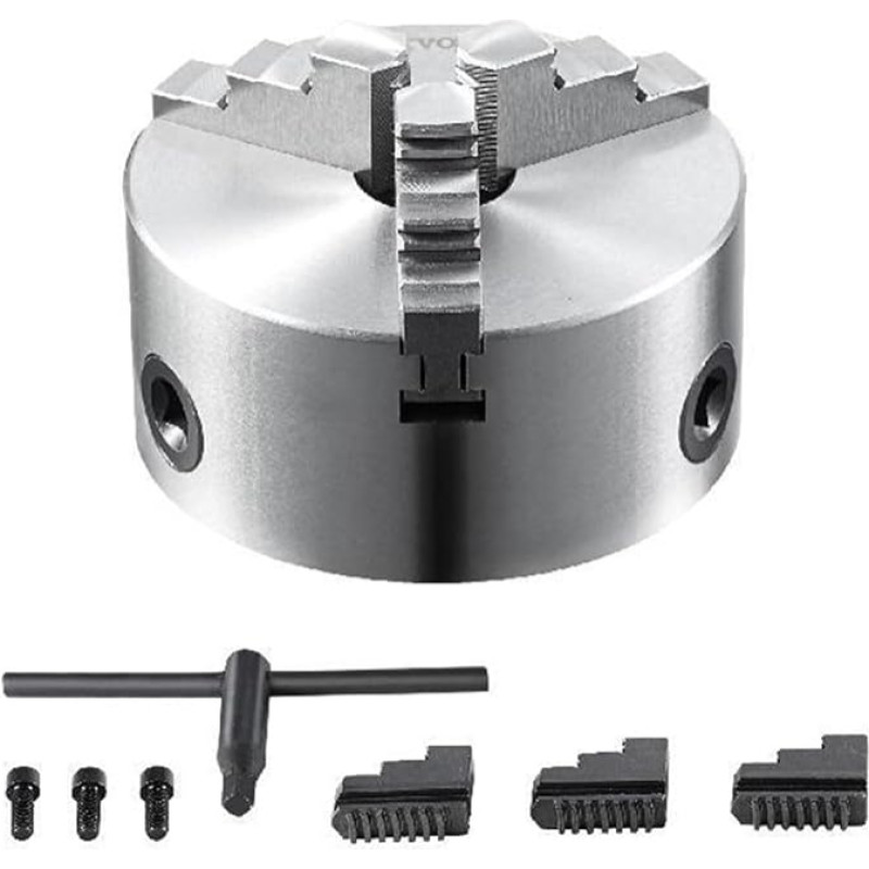 Rotacinis guolinis 3 žiaunų tekinimo staklių griebtuvas 100/125/160/200/250 mm Savaiminio centravimo tekinimo staklių griebtuvas su keliais prispaudimo diapazonais, skirtas tekinimo staklėms su 3D spausdintuvais (dydis: K11-250 250 mm)