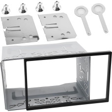 Universalus automobilio radijo imtuvo tvirtinimo rėmas, 2DIN dvigubo metalinio rėmo tvirtinimo rinkinys, 2DIN automobilio radijo imtuvo prietaisų skydelis su rėmeliu, skirtas VW dvigubo DIN automobiliniam radijui, automobiliniam DVD grotuvui, GPS navigaci