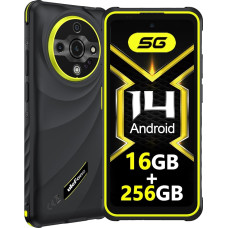 Ulefone Armor X31 Pro 5G lauko mobilusis telefonas 2025, 16GB + 256GB/SD-2TB 64MP + 25MP Naktinis matymas 6,56 colių 120Hz su akinančiu žibintuvėliu 120Hz 6050mAh Android 14 Išmanusis telefonas 3 lizdai / veidas