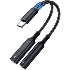 USB C-3,5 mm ausinių ir įkroviklio adapteris, 