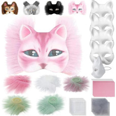 XIEXIESHER DIY Cat Mask, Cat Masks for Painting, Halloween Masks, Animal Masks for Painting, Therian Mask, Cat Mask for Carnival, Cosplay, Halloween Party Women Girls