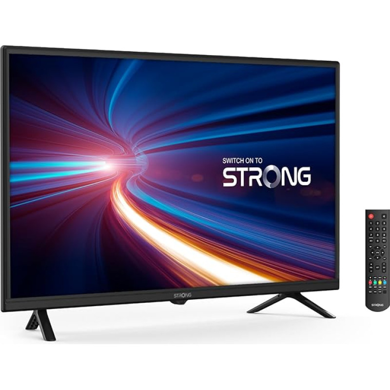 STRONG | 32 colių (80 cm) HD televizorius SRT32HF2003 | Integruotas trigubas imtuvas | 2 HDMI prievadai (1 ARC), 1 USB prievadas, mini AV, antenos ir palydovo jungtis | Juoda