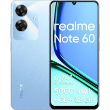 realme Note 60 Smartphone 6+128 GB, 6,74-Zoll-Display, 32 MP Ultra Clear-Kamera, 90 Hz Augenschutz-Bildschirm, 5000 mAh Akku mit großer Kapazität, UNISOC T612-Prozessor, Blau (ohne Adapter)