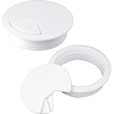 Cable Grommet Desk 80 mm, Pack of 2 Desk Cable Grommet White Sockets Cover Plastic Cable Pass Table Cable Feed-Through Cable Management for Desk
