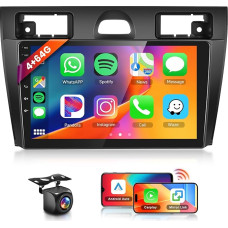 Hodozzy Carplay Car Radio for Ford Fiesta MK5 2002-2008 Android Car Radio with Sat Nav, 9 Inch Touchscreen with Android Car/WiFi/GPS/RDS/FM/Bluetooth 5.0/USB/DSP