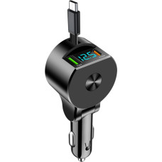 3 in 1 Cigarette Lighter USB C, 75 W Retractable Car Charger Car Accessories, 30 W PD3.0 + 22.5 W QC3.0 + 22.5 W 12 V USB Adapter, with LED Voltmeter Compatible with Smart Mobile Phone, Tablet, etc