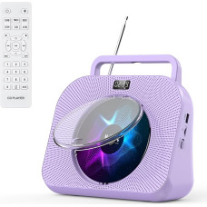 Gueray CD Player Children's Radio with CD Player Bluetooth CD Player with Speaker CD Player with Remote Control Support Alarm Clock Timer USB Playback AUX Playback TF Card Playback Purple