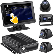 4 kanalų 1080P mobilus automobilinis vaizdo registratorius su naktinio matymo vandeniui atsparia galinio vaizdo kamera 7 colių jutiklinio ekrano monitorius sunkvežimiui, mokykliniam autobusui, RVS automobiliui