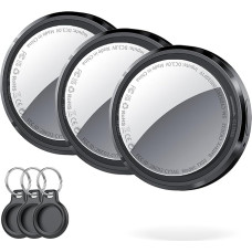 QCOQ Air Tracker Tag, Smart Finder Key Finder Compatible, Bluetooth Tag for Bags/Luggage/Suitcase (Black (3 Pack))