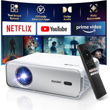Aurzen Eazze D1 Smart Projector Home Cinema Projector: Projector 4K Supports Full HD 1080P Projector with NetfIix Official & DoIby Audio, Autofocus & Keystone Correction, Mini WiFi Bluetooth