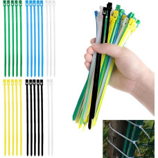 Kabelbinder, Premium-Nylon-Kabelbinder, wiederverwendbar, strapazierfähig, 200 mm × 4,6 mm, Blau/Gelb/Grün/Schwarz/Weiß, für Zuhause, Garten, Büro, Heimwerker, 100 Stück