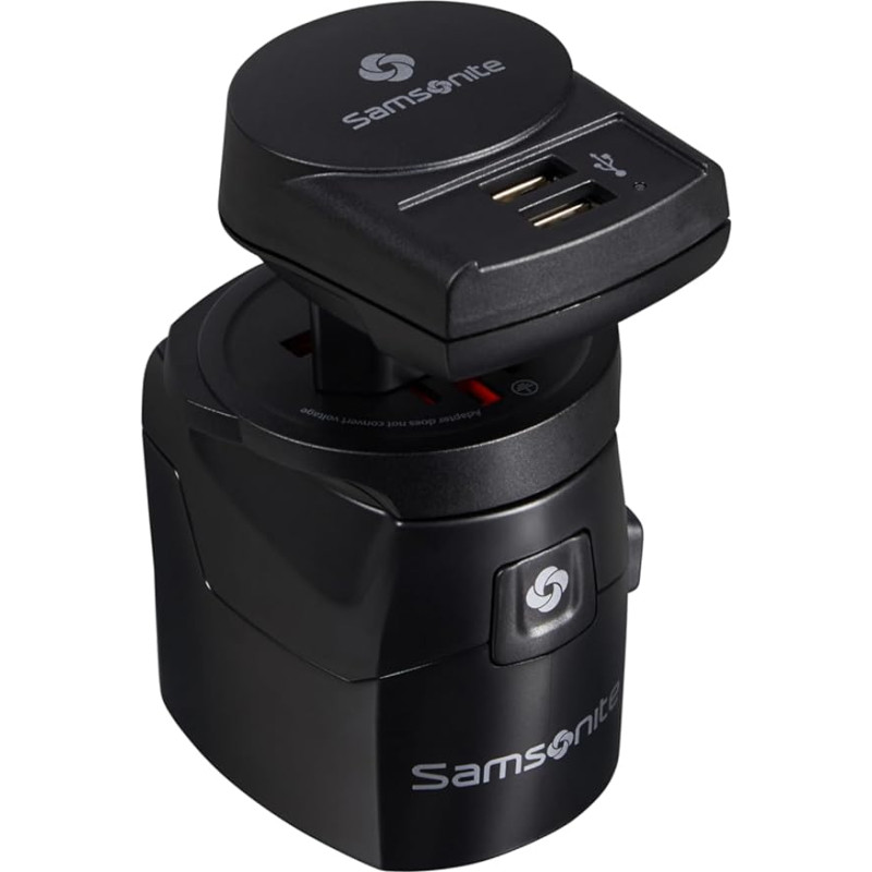 Samsonite Travel Accessories - World Adapter Pro 3-P+USB, Black, Black (Black), Travel Bottles & Containers