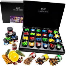 Hallingers Merry Christmas - 24 Types Tea Gift Set for Advent, Vegan in Screw Glasses (Set) - Easter Gifts Easter Baskets Easter Eggs & Easter Decoration | Congratulations Friendship Genesu