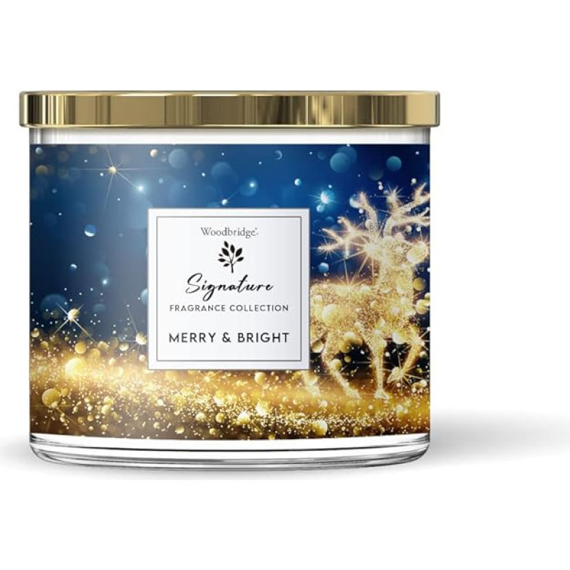 Woodbridge kvapioji žvakė stiklinėje dėžutėje su dangteliu Linksma ir ryški kvapioji žvakė Kalėdos 3 dagčių žvakė Kambario kvapas Atsipalaidavimo žvakė Ilgas degimo laikas iki 40 valandų