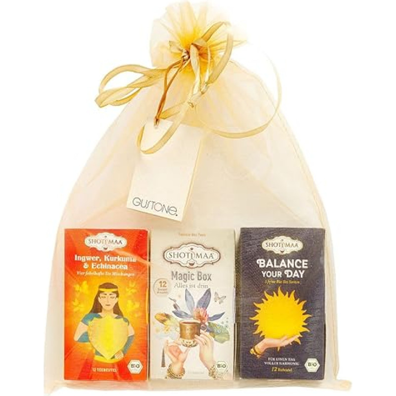 GUSTONE. Organic Tea Travel Gift Set, 3 High-Quality Organic Tea Bag Boxes