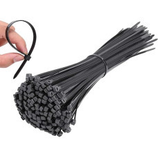Schwarze Kabelbinder, 100 Packungen, 200 mm x 3,6 mm, 20,1 cm Premium-Nylon-Kabelbinder, mit 22,7 kg Zugfestigkeit, sicherer Selbstverriegelungsmechanismus, für Haus, Garten, Büro und Heimwerker