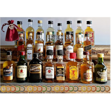 Adventskalender 24 Original Whisky Miniaturen je 50ml/40ml + 24 Edelschokoladen + 24 Satinbeutel + 24 Holznummern