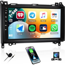 CAMECHO 2G+64G Android 13 Car Radio for Mercedes Benz W169 W245 B200 W639 Vito Viano W906 Sprinter, 9 Inch Touch Car Stereo with Carplay Android Car GPS WiFi Bluetooth FM/RDS SWC Rear View Camera