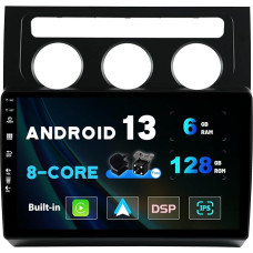 SXAUTO - 6G + 128G - Android 12 IPS Car Radio for VW Touran (2003-2010) - Built-in Carplay/Android Car/DSP - LED Camera + MIC - DAB Steering Wheel Control Fast Boot 360-CAM WiFi - 2 DIN 10.1 Inch