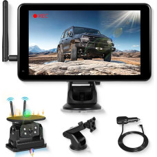 Rückfahrkamera Kabellos Solar Magnetische Rückfahrkamera Funk mit 10000mAh Akku, Hodozzy 7 Zoll IPS Touchscreen Monitor DVR-Aufnahme, IP68 Wasserdicht Nachtsicht Typ-C-Ladung Toter-Winkel-Warnung