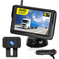 Inefala AHD Wireless Rear View Camera IPS-Monitor HD 5 Inch IP69 Waterproof Night Vision 120° Wide Angle Reversing Camera for Small Cars DC 12V