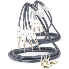 Impeto Hi-Fi Audiophile Speaker Cable, Interchangeable Banana Cable, 6N OFC, Gold-Plated Connector, Speaker Cable, 14AWG, for HiFi Systems, Home Cinema (2 Pieces/Set) - 3 m