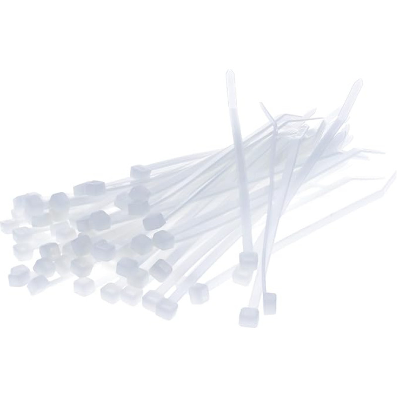 Pack of 100 Kalitec Cable Ties, Natural, 300 mm x 2.8 mm, Cable Ties, UV-Resistant, Transparent Cable Ties, Cable Tie Set, White/Natural, 300 mm Long Cable Ties, 14 kg Tensile Strength