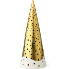 Kähler Nobili Tealight Holder Tall Height 25.5 cm Bone China Satin Gold Blue