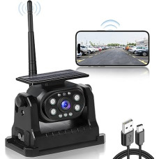 Hodozzy Wireless Reversing Camera, Stable WiFi, 1080P Reversing Camera with Waterproof IP68, Solar Charging, Magnetic Base, Night Vision, Reversing Aid, Rechargeable Camera for Truck/Trailer/RV