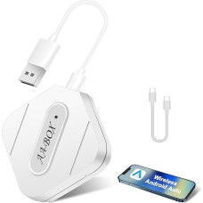 podofo Wireless Android Car Adapter Portable Android Wireless Car Dongle for Original Wired USB Android Car Cars Convert Wired to Wireless Car Plug & Play, White