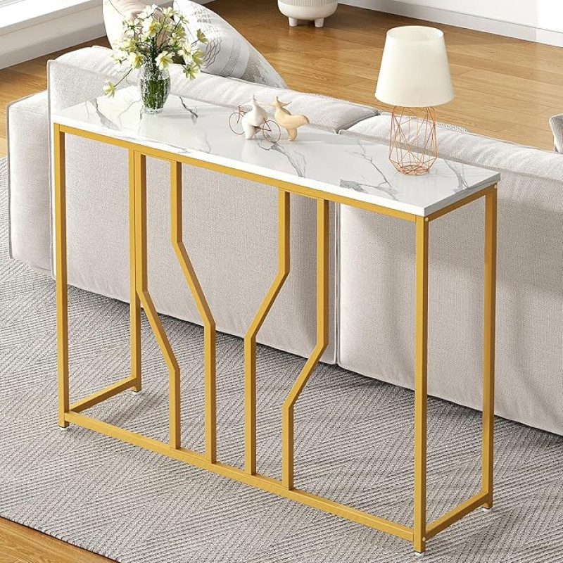 SogesHome Console Table Hallway Table Narrow Console Table Side Table Storage Table with Modern Design Made of Metal and Wood 110 x 30 x 80 cm