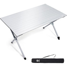 EVER ADVANCED Camping Table Sulankstomas aliuminio 120 x 70 cm sulankstomas stalas 100 kg keliamoji galia Susukamas stalviršis 4-6 žmonėms Sulankstomas stalas su krepšiu stovyklavimui Piknikas Sodas Balkonas Baltas