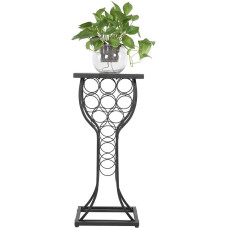 GOTOTOP butelių vyno stovas Metalinis 11 vyno stovas Metalinis butelių laikiklis su marmuro apdaila Stalo derliaus pagrindinės dekoracijos Gėlių kolonėlės butelių stovas Pramoninis stilius vynui