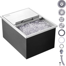 VEVOR Drop In Ice Chest, Stainless Steel Ice Cooler, Commercial Ice Container with Hinge Cover, Outdoor Kitchen Ice Bar, for Cold Wine Beer