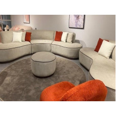Generisch Sitzgruppe/Sofa Set - Wohnzimmergarnitur 'Belladonna' - Moderne Eckgarnitur + 3-Sitzer + Sessel + Hocker, Farbe:Beige