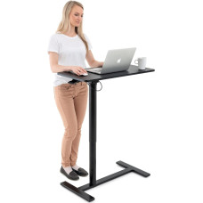 Tatkraft Bliss Airlift Pneumatic Sit-Stand Laptop Table with Wheels, Height Adjustable 74-115 cm, Effortless Gas Lift Control, Large Table Top, Suitable for up to 19 Inch Laptops with Mouse, Robust