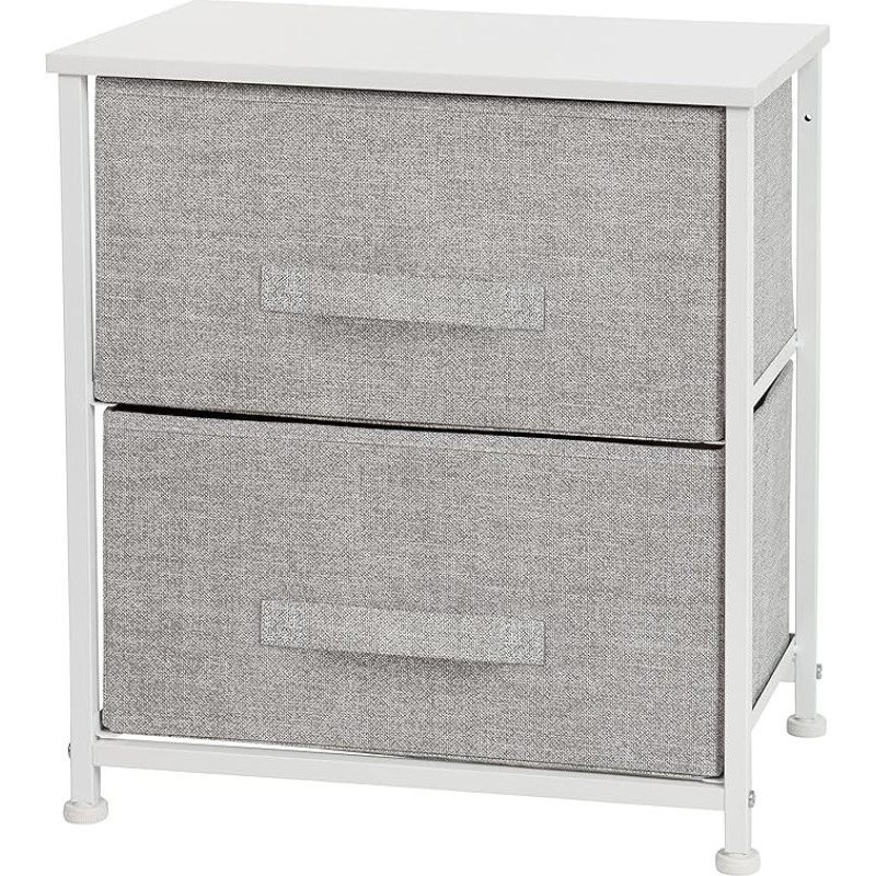 Flash Furniture 2 Wooden Bedside Organiser with Cast Iron Frame and Dark Fabric Drawers, White/Grey