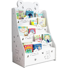 Bücherregal Nursery Picture Bookcase Children's Room Children Cartoon Patterns Floorstanding Children (Color : White, S: 60x33x80cm)