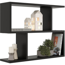 KUBUTKU Dekoratyvinė sieninė lentyna su 2 lentynomis 70 x 55 x 18 cm Skandinaviško modernaus dizaino svetainės, virtuvės, biuro, miegamojo, vonios kambario pakabinama lentyna, knygų spinta (juoda)