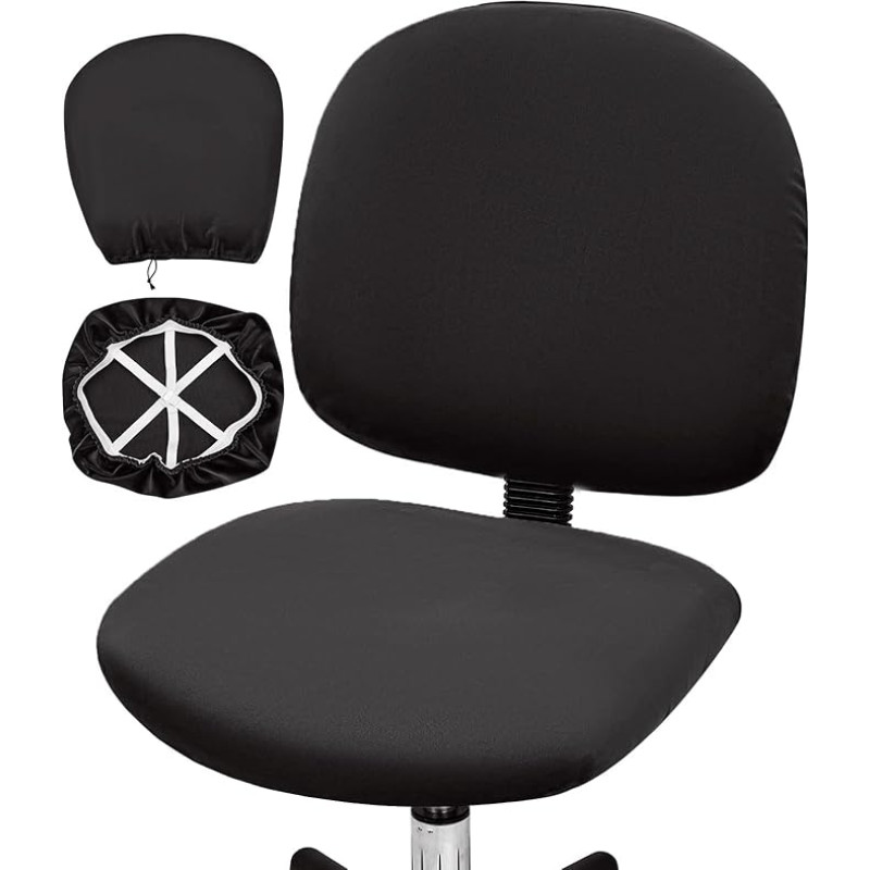 Necolorlife Samt-Bürostuhlbezug, dehnbar, Schreibtischstuhlbezug, dicker Stuhlbezug, Computerstuhlhussen, Schonbezug für Universal-Bürostühle (2 Stück/Set, schwarz)