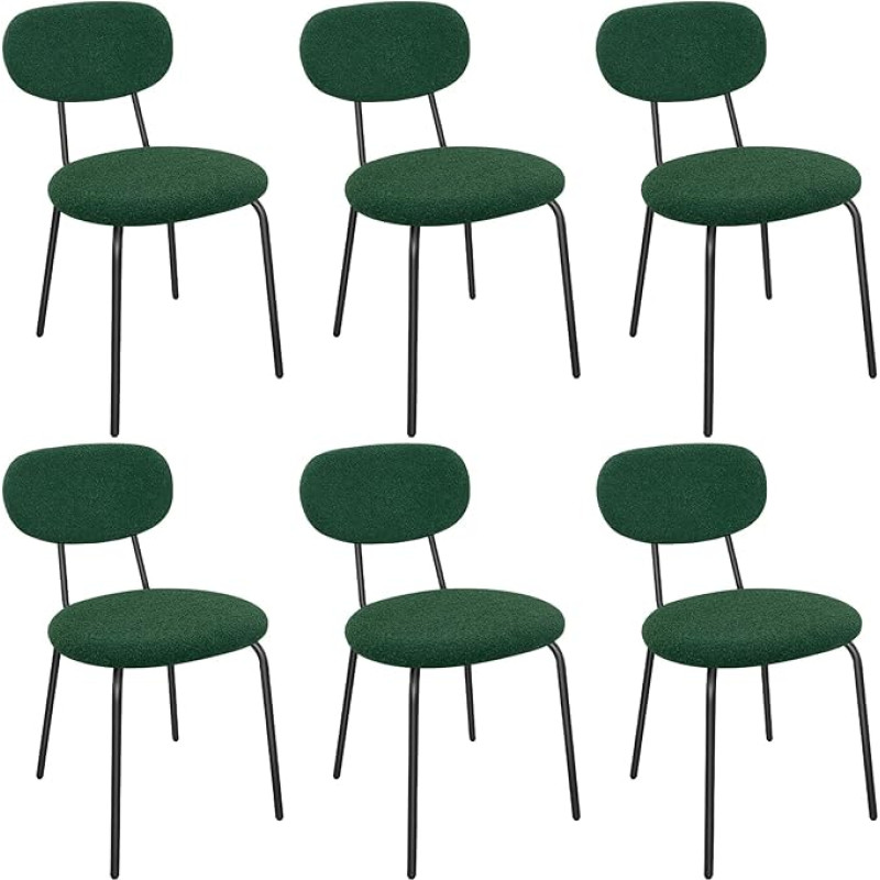 LEWE valgomojo kėdės, 6 komplektas, sudedamos minkštos kėdės, modernios virtuvės kėdės su nepriklausomu atlošu, mažos apvalios metalinės šoninės kėdės valgomajam, virtuvei, restoranui, miegamajam
