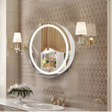 Janboe Round Medicine Cabinet with Lighting, LED Medicine Cabinet with Defogger, Illuminated Mirror Cabinet for Bathroom, Dimmable, Anti-Fog, 3 Colors, Surface Mount Only, 20 Inch, White