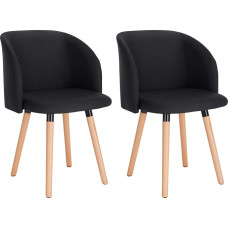 Woltu #1216 2 valgomojo, virtuvės ar svetainės kėdžių komplektas - minkšta dizaino kėdė su porankiais, medžio masyvo rėmas