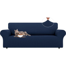 LURKA Stretch-Sofabezüge, 1 Stück, Couchbezug für 3 Kissen, Couch, Sofa, Möbelschutz, volle Sofabezüge mit elastischer Unterseite für Kinder und Hunde, Größe L, Marineblau