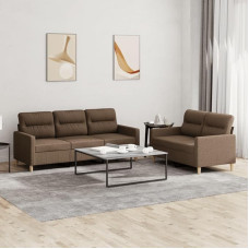 Brokky 2-TLG. Sofagarnitur mit Kissen Sofa Wohnzimmer Sitzgruppe Wohnzimmer Sofa Set Sofas FüR Wohnzimmer Braun Stoff - 3201603