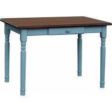 k koma Mėlynas valgomojo stalas su stalčiumi, virtuvės stalas, pušies mediena, kaimo namų stilius, 70 x 100 cm
